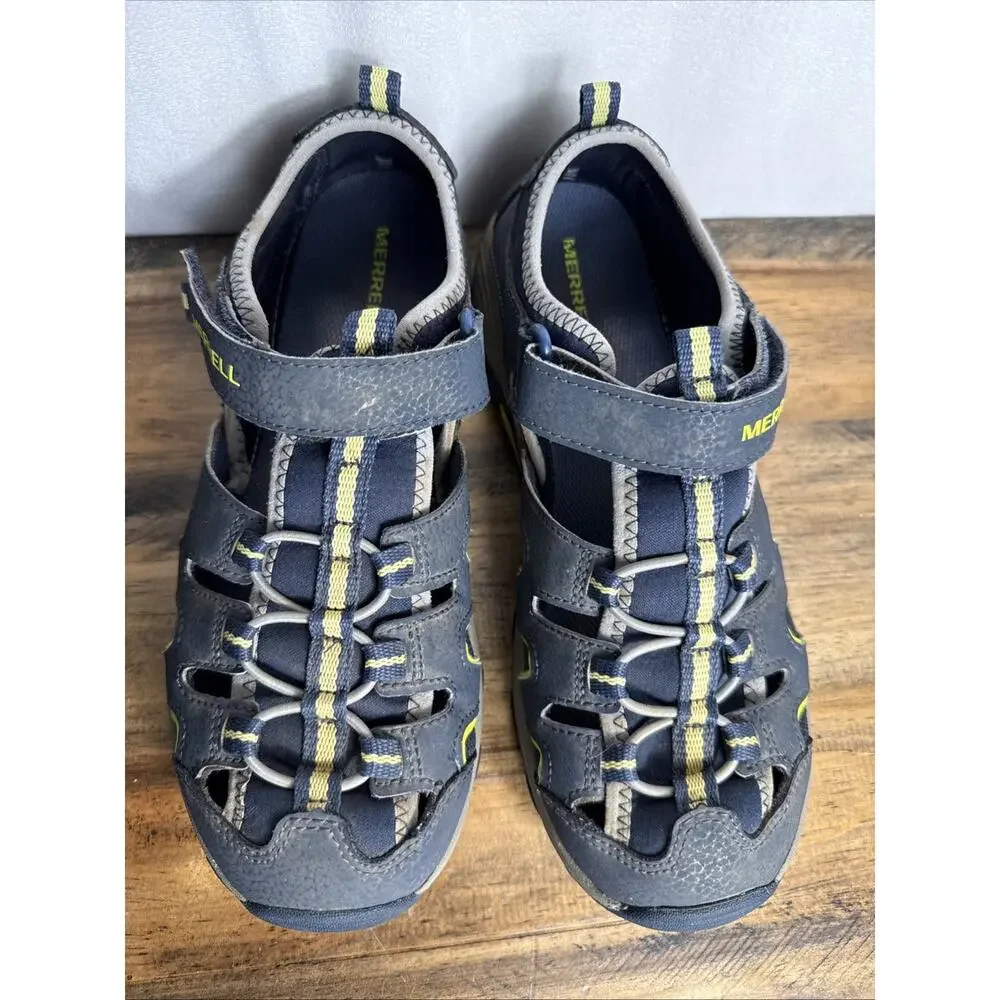 Merrell Hydro H2O Shoes Size 7 Big Kid Youth Blue Yellow Closed Toe Sandals GUC